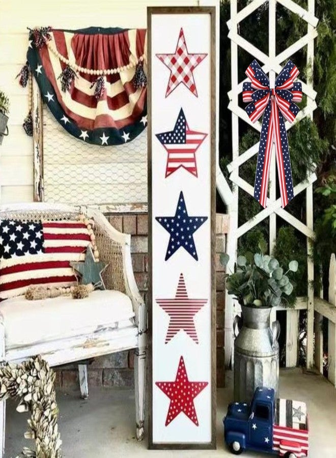 Meseey 2 Pack Extra Large Patriotic Bows for Wreaths American Flag Stars & Stripes Bow, Waterproof 4th of July/Independence Day Decor for Outdoor Fence, Door, Party Bunting (Red White Blue Star Bows) - Image 5